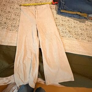 Anthropologie Cream Flare Jeans